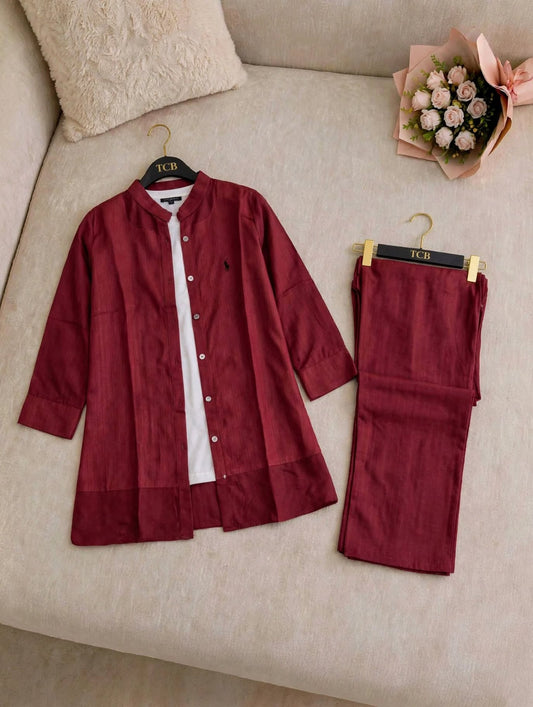 Maroon  polo-cord-2pc