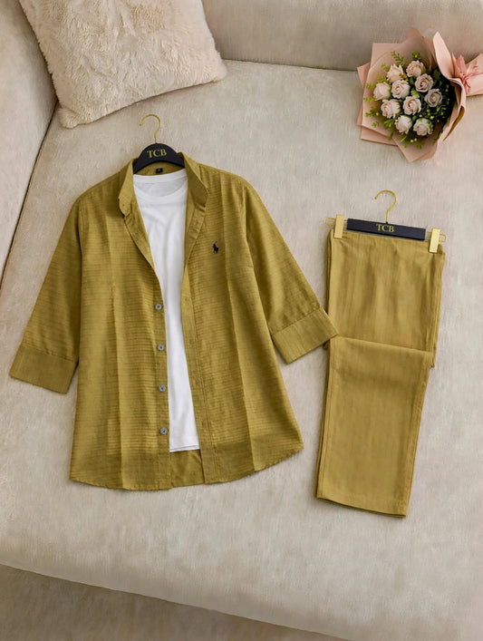 Olive polo-cord-2pc